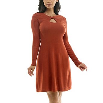 Women's Nina Leonard A-Line Twist Cutout Sweater Dress