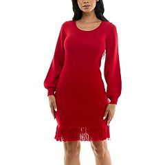 Women's Nina Leonard Balloon-Sleeve Sheath Sweater Dress