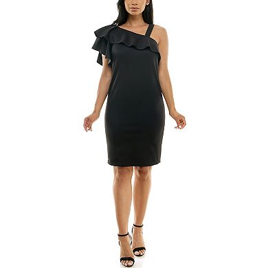 Women's Nina Leonard One-Shoulder Ruffled Dress