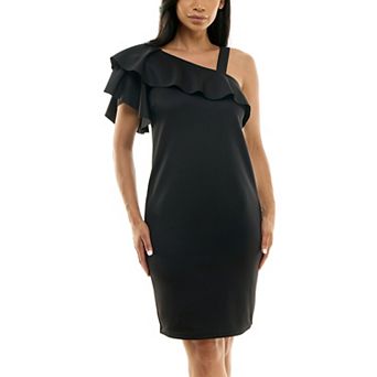 Women's Nina Leonard One-Shoulder Ruffled Dress