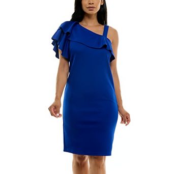 Women's Nina Leonard One-Shoulder Ruffled Dress