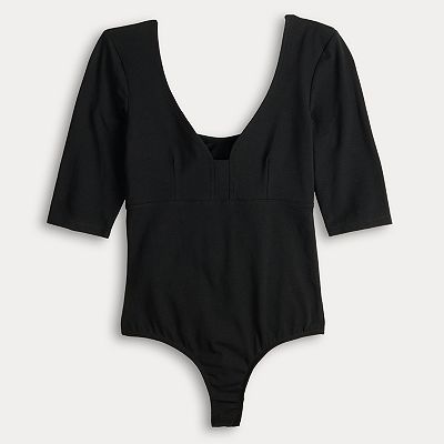 Juniors' SO® Short Sleeve Plunge Bodysuit