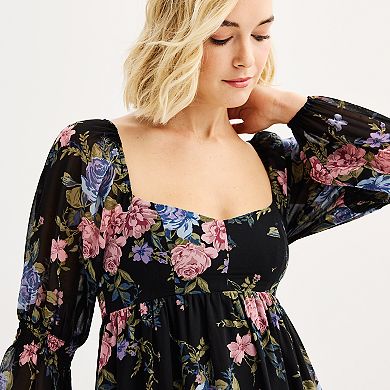 Juniors' SO Long Sleeve Babydoll Dress