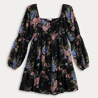 Juniors' SO Long Sleeve Babydoll Dress