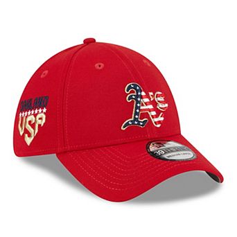 Men's New Era Red Oakland Athletics 2023 Fourth of July 39THIRTY Flex Fit Hat