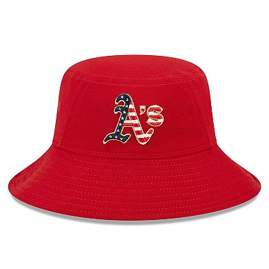 Men's New Era Red Oakland Athletics 2023 Fourth of July Bucket Hat