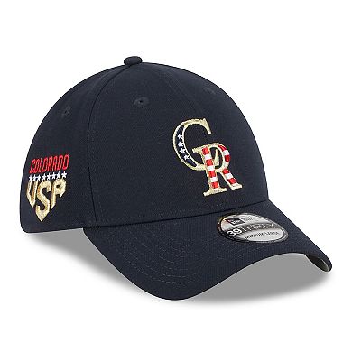 Men's New Era Navy Colorado Rockies 2023 Fourth of July 39THIRTY Flex Fit Hat