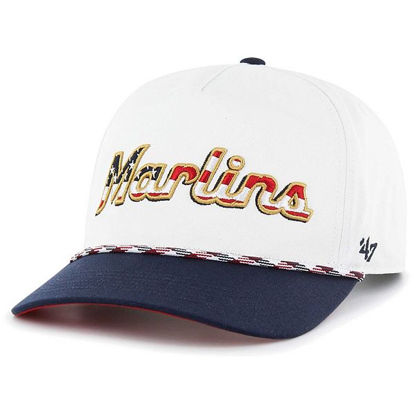 Men's '47 White Miami Marlins Flag Script Hitch Adjustable Hat