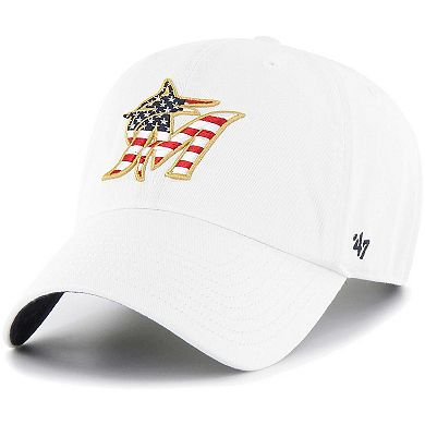 Men's '47 White Miami Marlins Homeland Clean Up Adjustable Hat