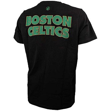 Men's FISLL Black Boston Celtics 3D Puff Print Sliced Logo T-Shirt
