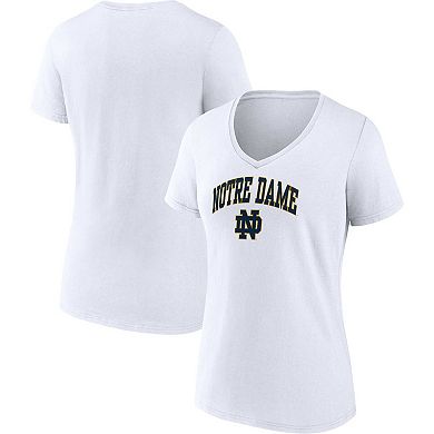 Women's Fanatics Branded White Notre Dame Fighting Irish Evergreen Campus V-Neck T-Shirt