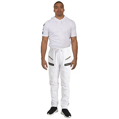 Vibes Men's Twill Moto Zipper Cargo Pocket Zipper Leg Open Jogger Pants