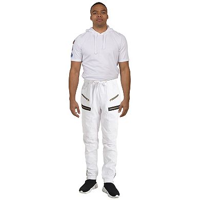 Vibes Men's Twill Moto Zipper Cargo Pocket Zipper Leg Open Jogger Pants