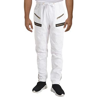 Vibes Men's Twill Moto Zipper Cargo Pocket Zipper Leg Open Jogger Pants