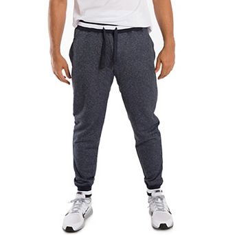 Vibes Men's Marled Yarn French Terry Jogger Pants Stripe Rib Waist & Cuff