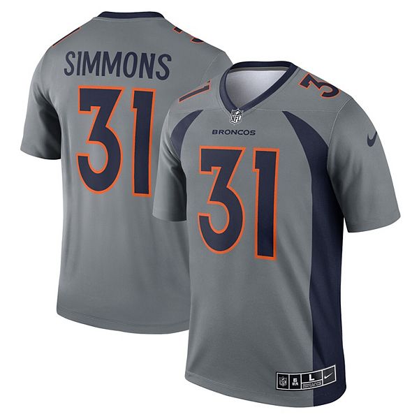 Youth Nike Justin Simmons Gray Denver Broncos Inverted Game Jersey