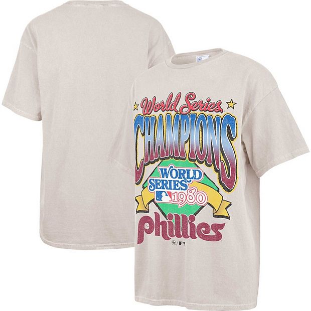 Women's '47 Cream Philadelphia Phillies 1980 World Series Champions Vibe  Check Vintage Tubular Boyfriend T-Shirt