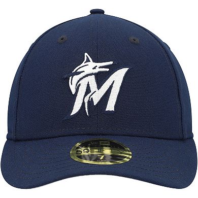 Men's New Era Navy Miami Marlins Oceanside Low Profile 59FIFTY Fitted Hat