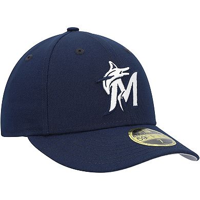 Men's New Era Navy Miami Marlins Oceanside Low Profile 59FIFTY Fitted Hat