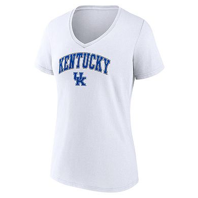 Women's Fanatics Branded White Kentucky Wildcats Evergreen Campus V-Neck T-Shirt