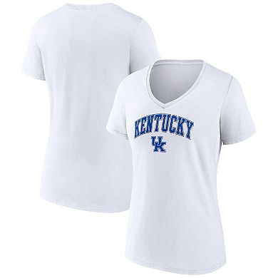 Women's Fanatics Branded White Kentucky Wildcats Evergreen Campus V-Neck T-Shirt