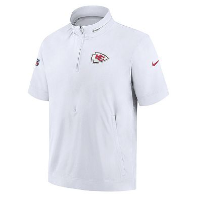 Men's Nike White Kansas City Chiefs Sideline Coach Short Sleeve Hoodie ...