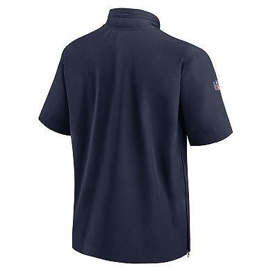 Men's Nike  Navy Denver Broncos Sideline Coach Short Sleeve Hoodie Quarter-Zip Jacket