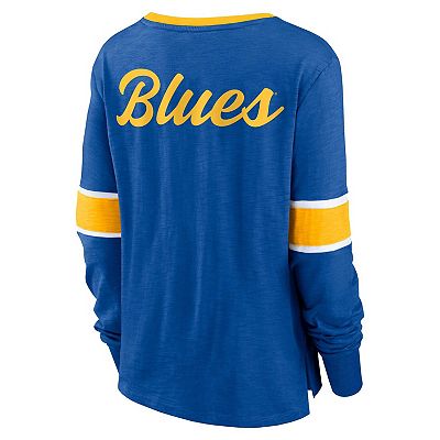 Women s Fanatics Blue St. Louis Blues Effervescent Exclusive Lace Up Long Sleeve T Shirt