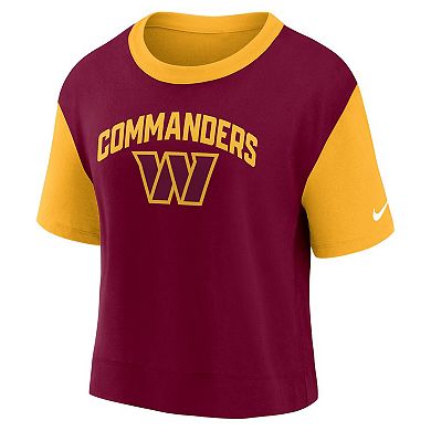 Women's Nike Gold/Burgundy Washington Commanders High Hip Fashion T-Shirt