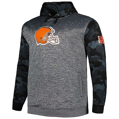 Men's Fanatics Branded Heather Charcoal Cleveland Browns Big & Tall Camo Pullover Hoodie