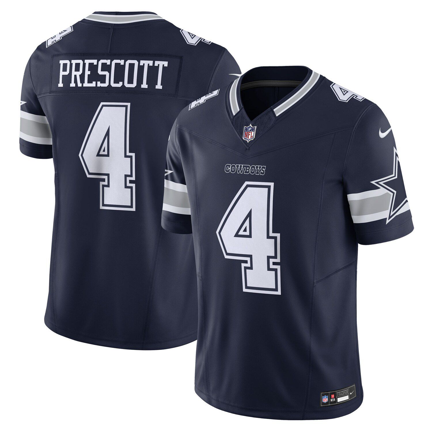 Big Boys Dak Prescott Silver Dallas Cowboys Inverted Team Game Jersey