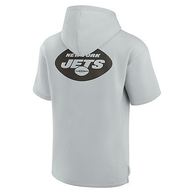 Unisex Fanatics Signature Gray New York Jets Super Soft Fleece Short Sleeve Hoodie