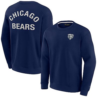 Unisex Fanatics Signature Navy Chicago Bears Super Soft Pullover Crew Sweatshirt