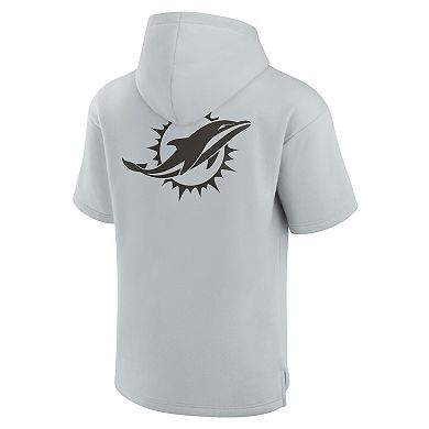 Unisex Fanatics Gray Miami Dolphins Elements Super Soft Fleece Short Sleeve Pullover Hoodie