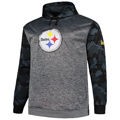 Men's Fanatics Branded Heather Charcoal Pittsburgh Steelers Big & Tall Camo Pullover Hoodie