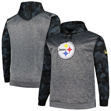 Men's Fanatics Branded Heather Charcoal Pittsburgh Steelers Big & Tall Camo Pullover Hoodie