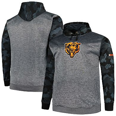 Men's Fanatics Branded Heather Charcoal Chicago Bears Big & Tall Camo Pullover Hoodie