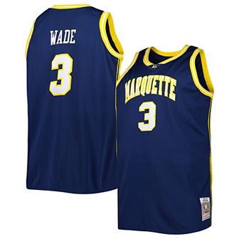 Men's 2002/03 Mitchell & Ness Dwyane Wade Navy Marquette Golden Eagles Big & Tall Swingman Jersey