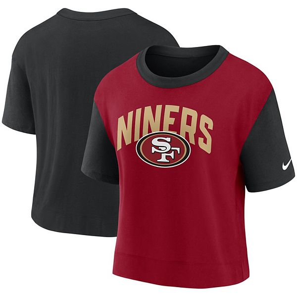 Women's Nike Black/Scarlet San Francisco 49ers High Hip Fashion T-Shirt