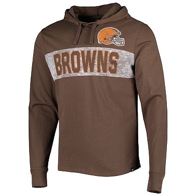 Men's '47 Brown Cleveland Browns Field Franklin Hooded Long Sleeve T-Shirt