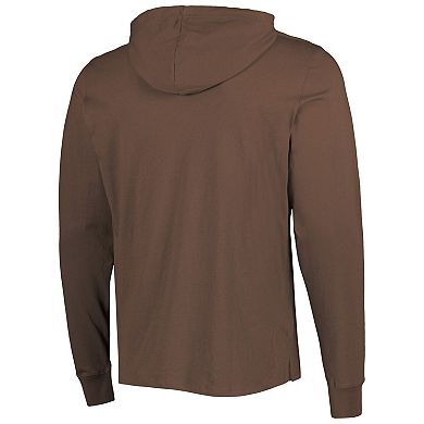 Men's '47 Brown Cleveland Browns Field Franklin Hooded Long Sleeve T-Shirt