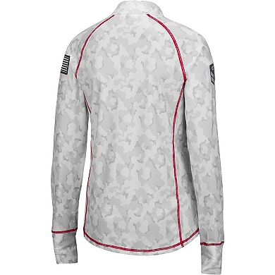 Women's Colosseum White Georgia Bulldogs OHT Military Appreciation Officer Arctic Camo Fitted Lightweight 1/4-Zip Jacket