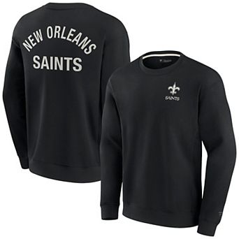 Unisex Fanatics Signature Black New Orleans Saints Super Soft Pullover Crew Sweatshirt