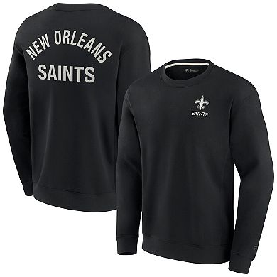 Unisex Fanatics Signature Black New Orleans Saints Super Soft Pullover Crew Sweatshirt