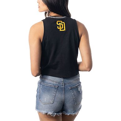 Women's The Wild Collective Black San Diego Padres Twisted Tie Front Tank Top