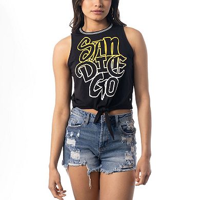 Women's The Wild Collective Black San Diego Padres Twisted Tie Front Tank Top
