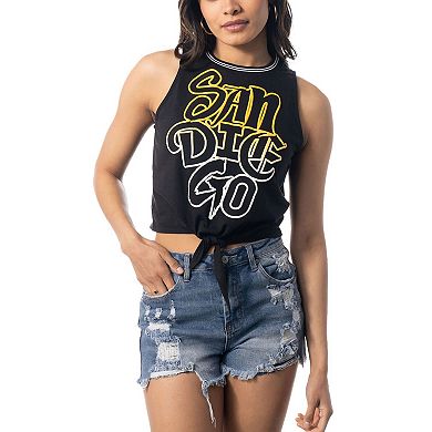 Women's The Wild Collective Black San Diego Padres Twisted Tie Front Tank Top