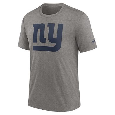 Men's Nike Heather Charcoal New York Giants Rewind Logo Tri-Blend T-Shirt