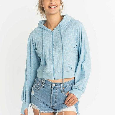 Women's Lusso Blue Los Angeles Dodgers Tabitha Cheetah Terry Full-Zip Sweatshirt