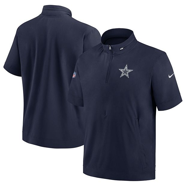 Men's Nike Navy Dallas Cowboys Sideline Coach Short Sleeve Hoodie  Quarter-Zip Jacket